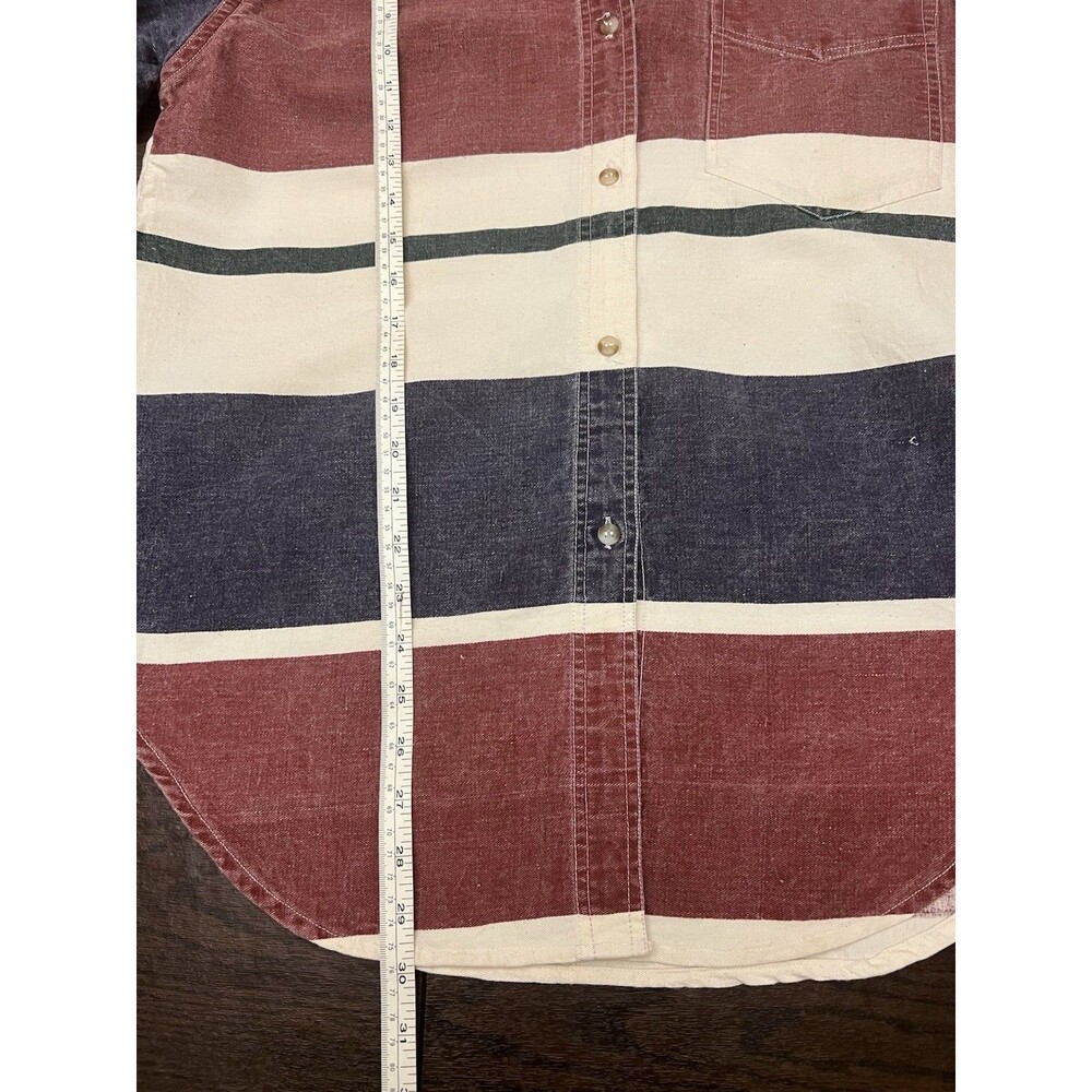 Quizz NY VTG Women's Denim Med Long Sleeve Buttoned-Up Shirt Navy Blue Red White - Picture 6 of 8